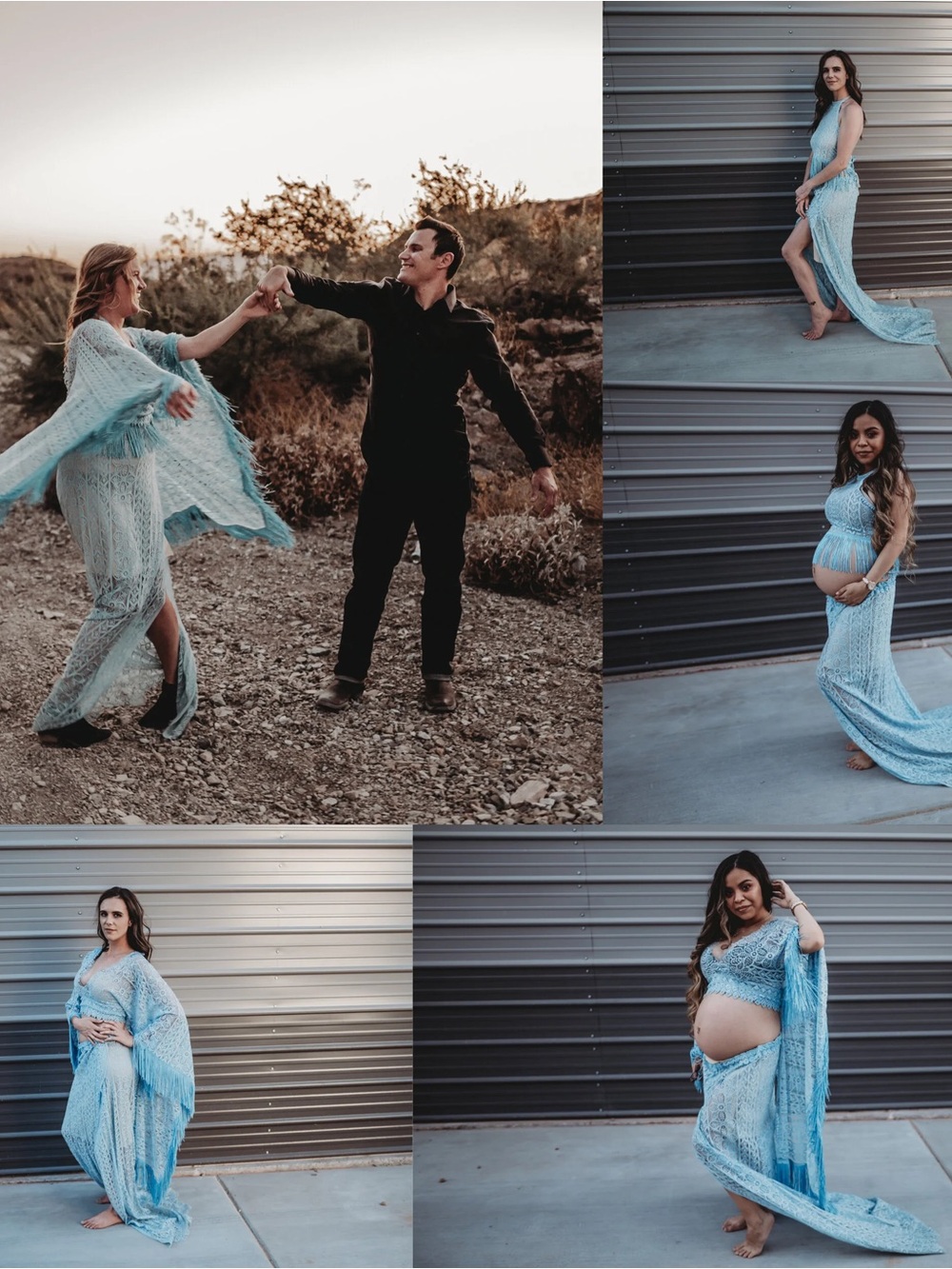 Light Blue Lace photography Gown